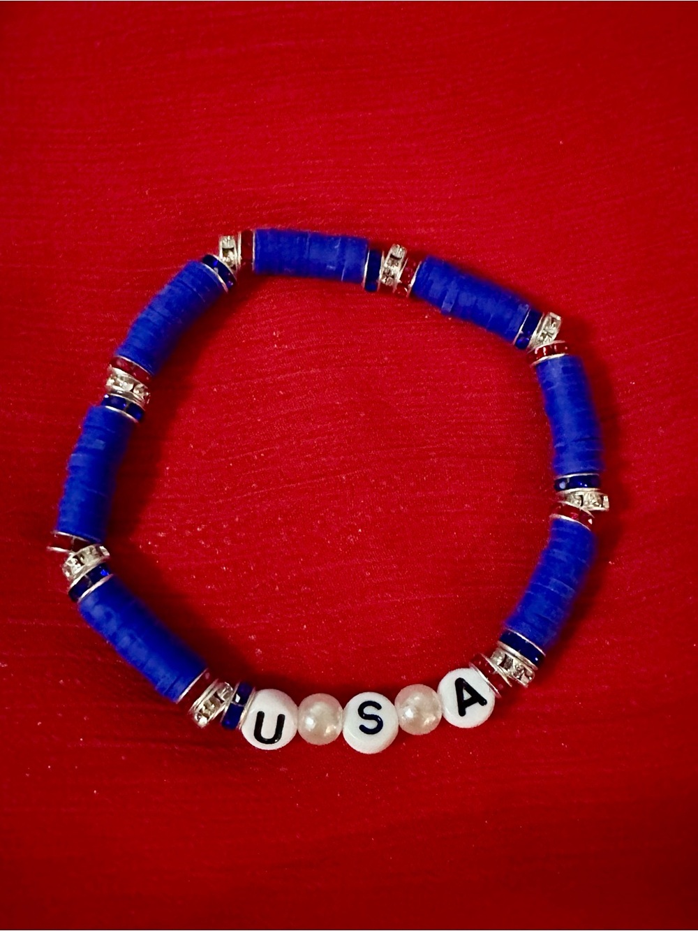 Beautiful Patriotic Red White Blue Handmade Beaded Bracelets! - Picture 5 of 6